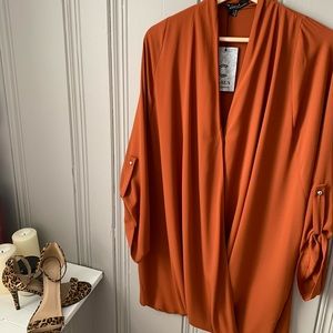 Burnt orange Dolman Surplice Dress